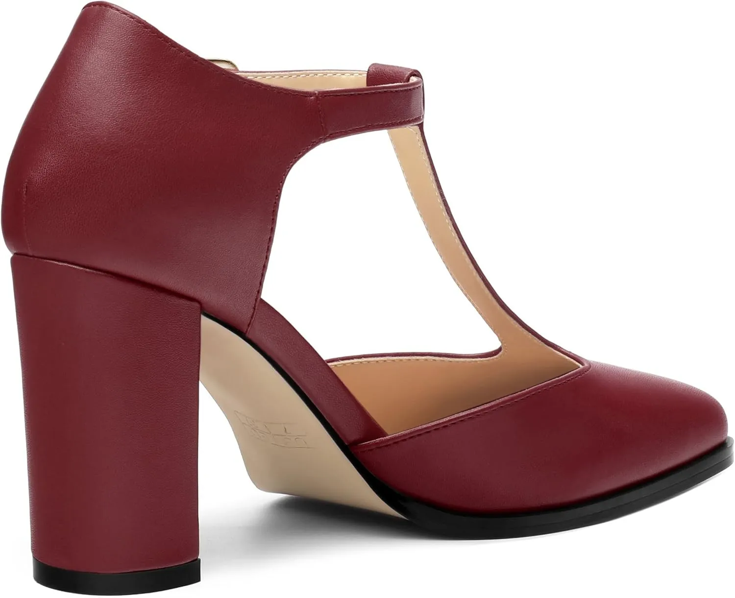 Womens T Strap Mary Janes Pumps, Square Toe Block High Heel Ankle Strap Shoes for Women