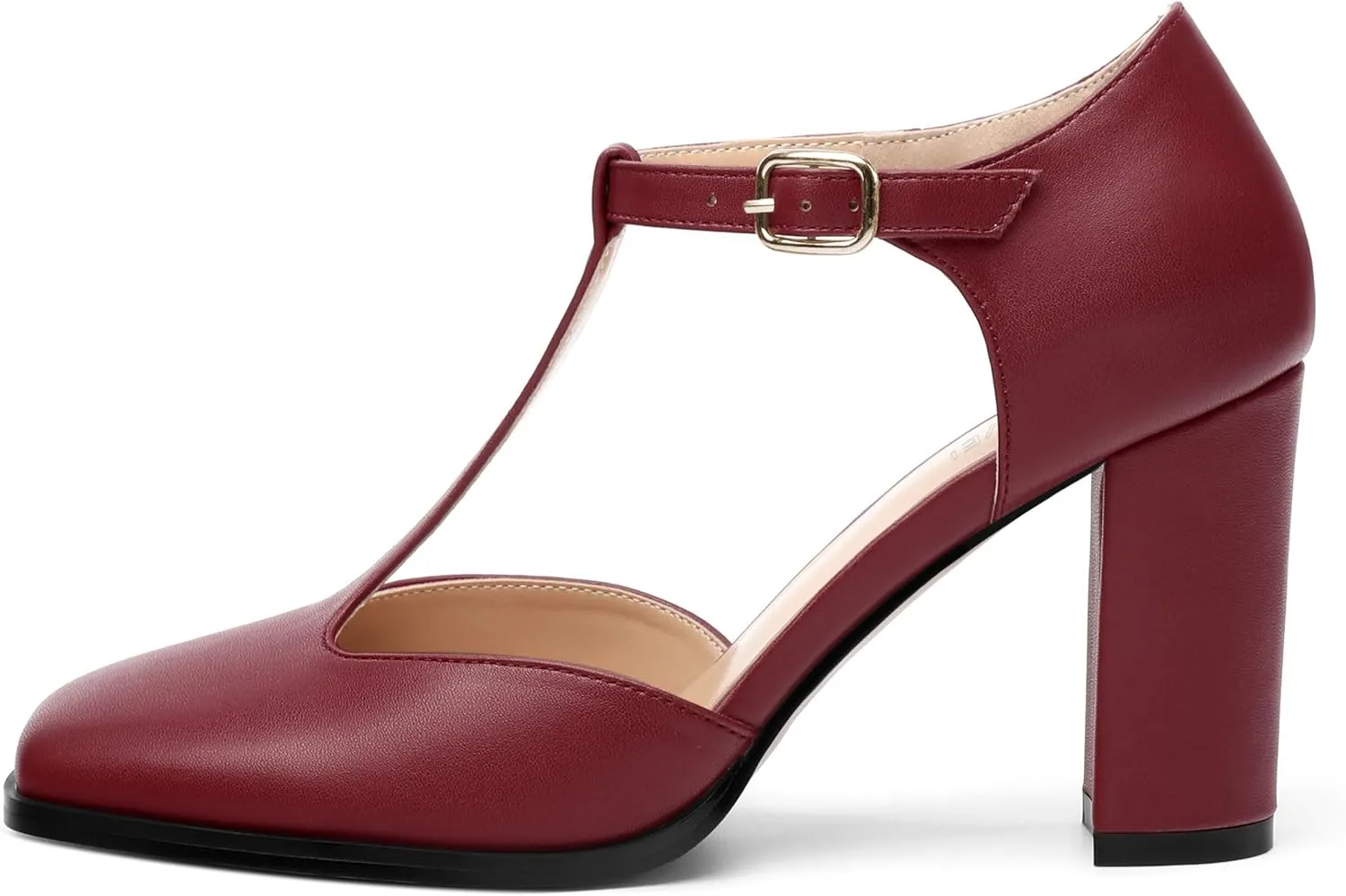Womens T Strap Mary Janes Pumps, Square Toe Block High Heel Ankle Strap Shoes for Women