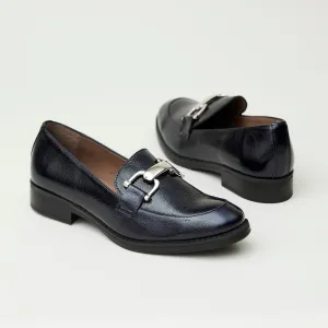 Wonders Navy Patent Leather Loafers
