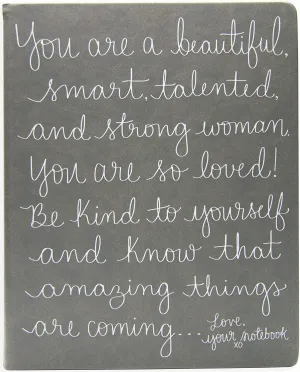WORLD TRAVELER Eccolo Dayna Lee Collection Grey “Love, Your Notebook” 8x10 Inspiring Hardcover Journal/Notebook, 256 Acid-Free Lined Pages