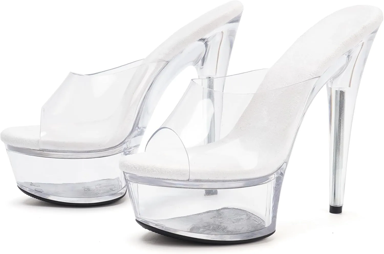 WUXIN H&P Women's 6in Clear Platform High Heels Sexy Stiletto Pole Dance Exotic Sandal Shoes