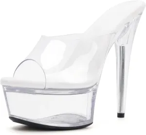 WUXIN H&P Women's 6in Clear Platform High Heels Sexy Stiletto Pole Dance Exotic Sandal Shoes