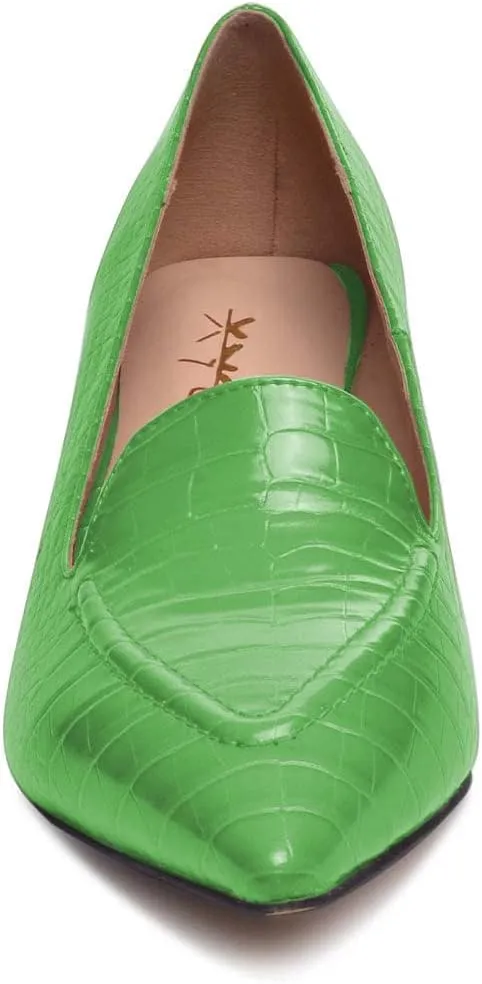 XYD Women Versatile Crocodile Style Low Kitten Heel Pumps Sexy Pointed Toe Slip On Dress Shoes for Evening Party Office