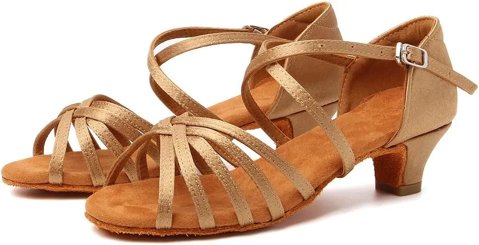YKXLM Latin Dance Shoes Ballroom Women Salsa Tango Performance Practice Dancing Shoes,259