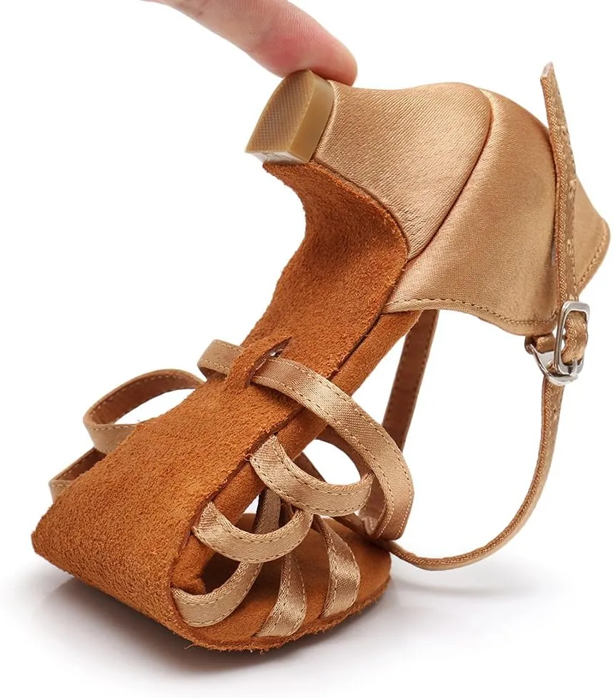YKXLM Latin Dance Shoes Ballroom Women Salsa Tango Performance Practice Dancing Shoes,259
