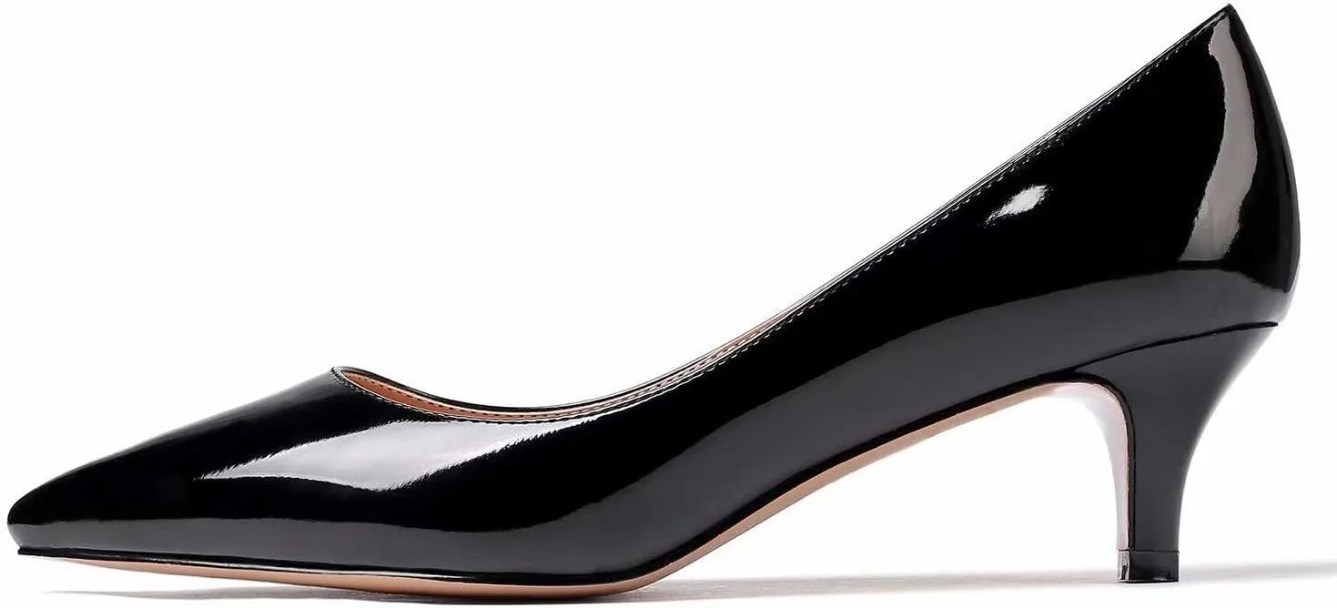 YODEKS Women's Kitten Heel Pumps Pointed Toe Low Heel Pumps Slip on Comfort Dress Shoes 2 Inches Heels for Party Wedding Dress