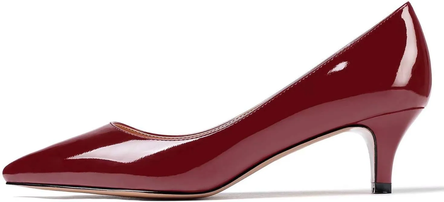 YODEKS Women's Kitten Heel Pumps Pointed Toe Low Heel Pumps Slip on Comfort Dress Shoes 2 Inches Heels for Party Wedding Dress
