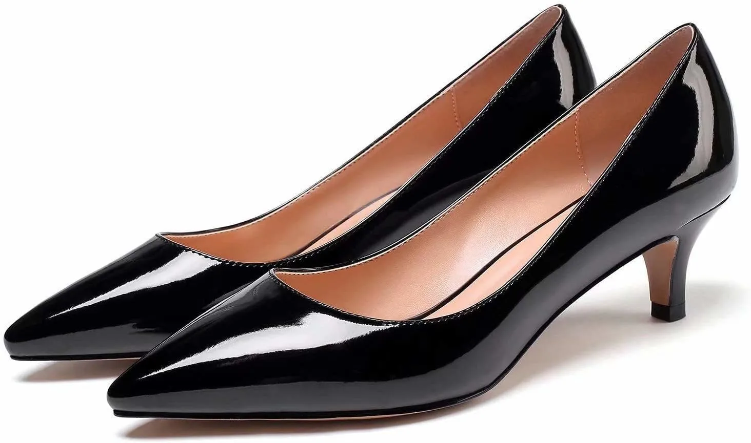 YODEKS Women's Kitten Heel Pumps Pointed Toe Low Heel Pumps Slip on Comfort Dress Shoes 2 Inches Heels for Party Wedding Dress
