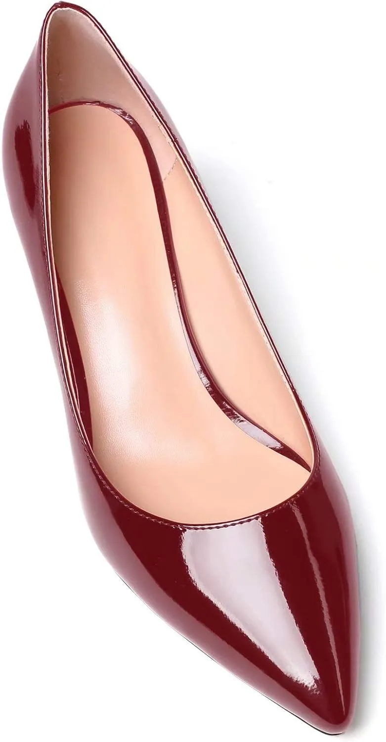 YODEKS Women's Kitten Heel Pumps Pointed Toe Low Heel Pumps Slip on Comfort Dress Shoes 2 Inches Heels for Party Wedding Dress