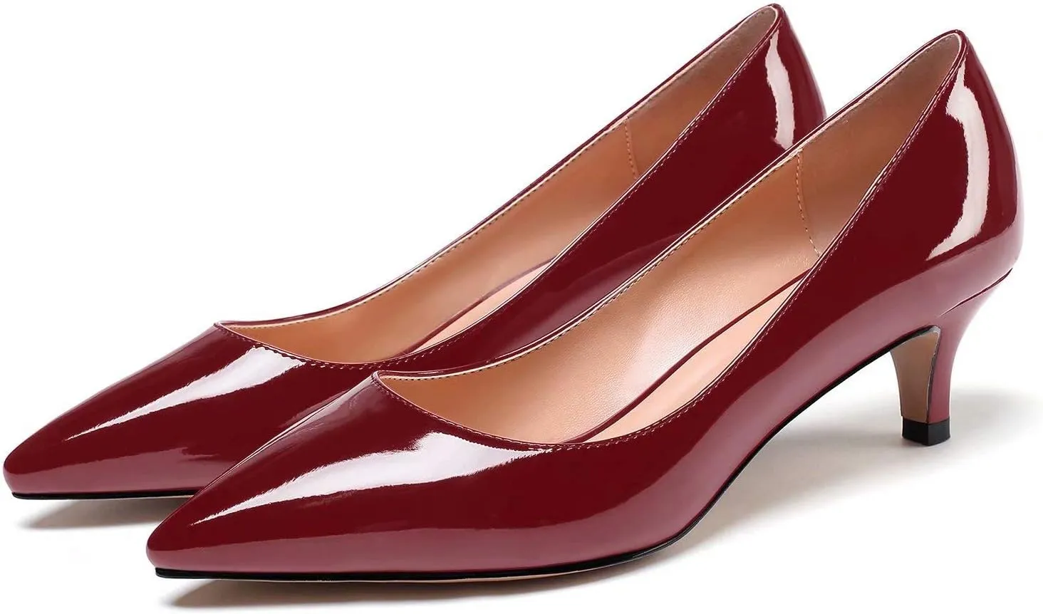 YODEKS Women's Kitten Heel Pumps Pointed Toe Low Heel Pumps Slip on Comfort Dress Shoes 2 Inches Heels for Party Wedding Dress