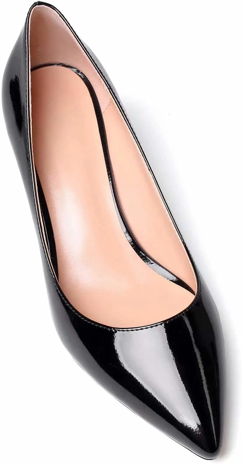 YODEKS Women's Kitten Heel Pumps Pointed Toe Low Heel Pumps Slip on Comfort Dress Shoes 2 Inches Heels for Party Wedding Dress