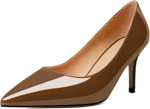 YODEKS Women's Kitten Heel Pumps Pointed Toe Slip On Classic Low Mid Heel Dress Shoes