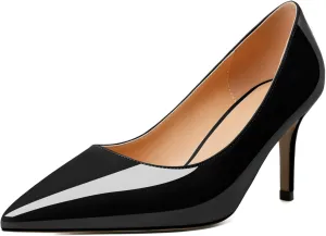 YODEKS Women's Kitten Heel Pumps Pointed Toe Slip On Classic Low Mid Heel Dress Shoes