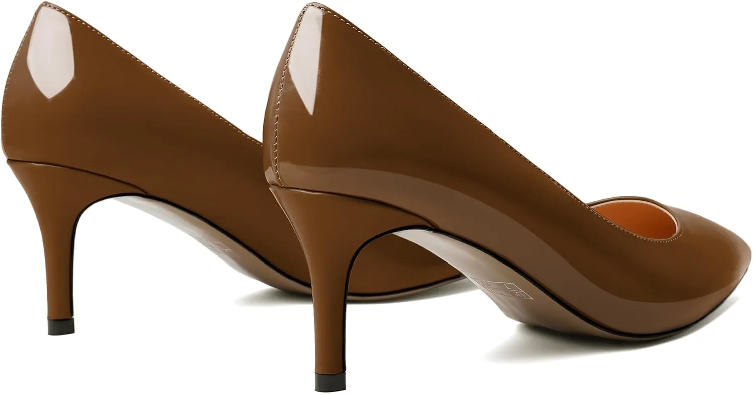 YODEKS Women's Kitten Heel Pumps Pointed Toe Slip On Classic Low Mid Heel Dress Shoes