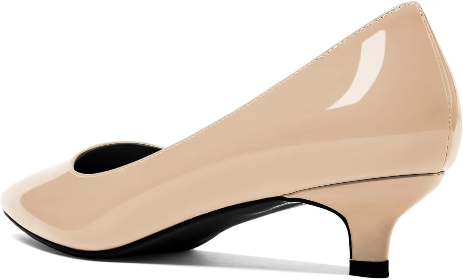 YODEKS Women's Low Kitten Heel Pumps Slip on Pointed Closed Toe 1.5 Inch Casual Office Work Dress Shoes