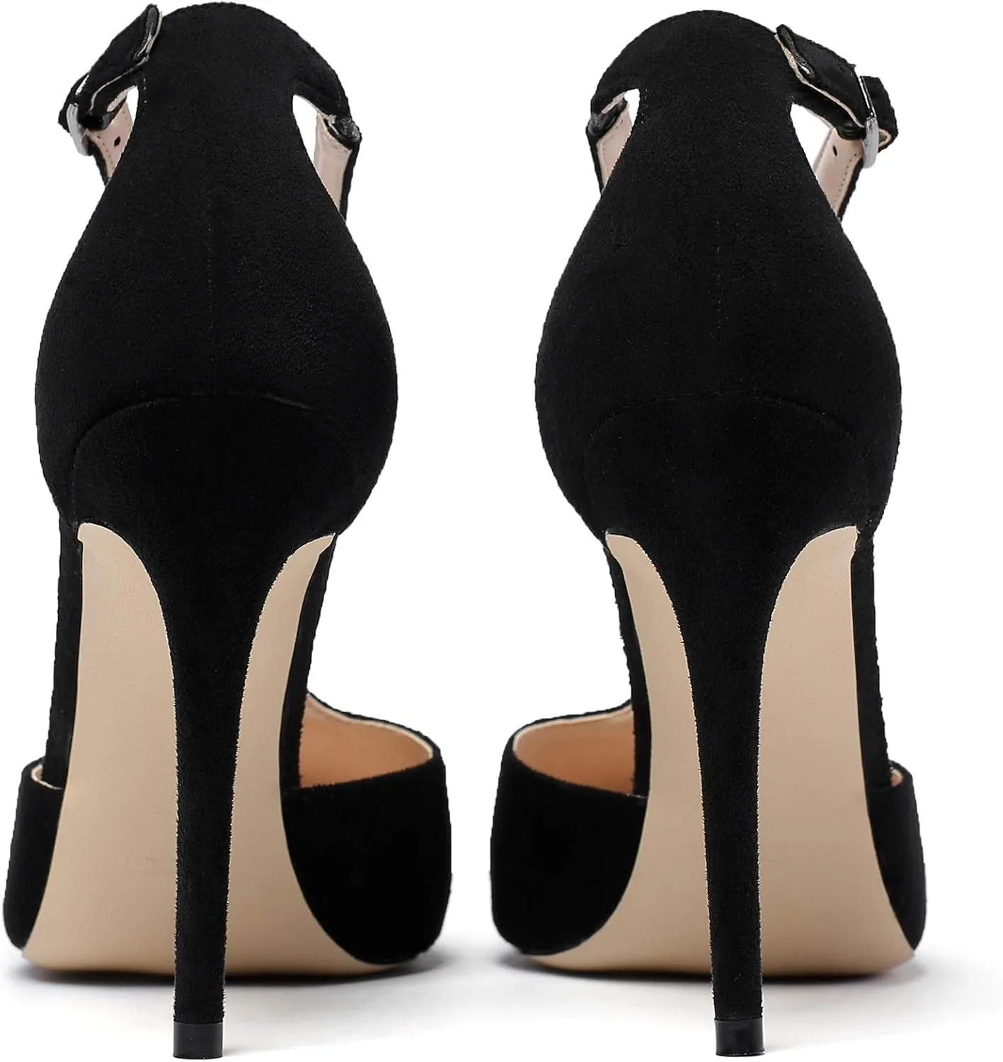YODEKS Women's Pointed Toe T-Strap Cut Out Ankle Strap Stiletto High Heel Dress Party Pumps Shoes