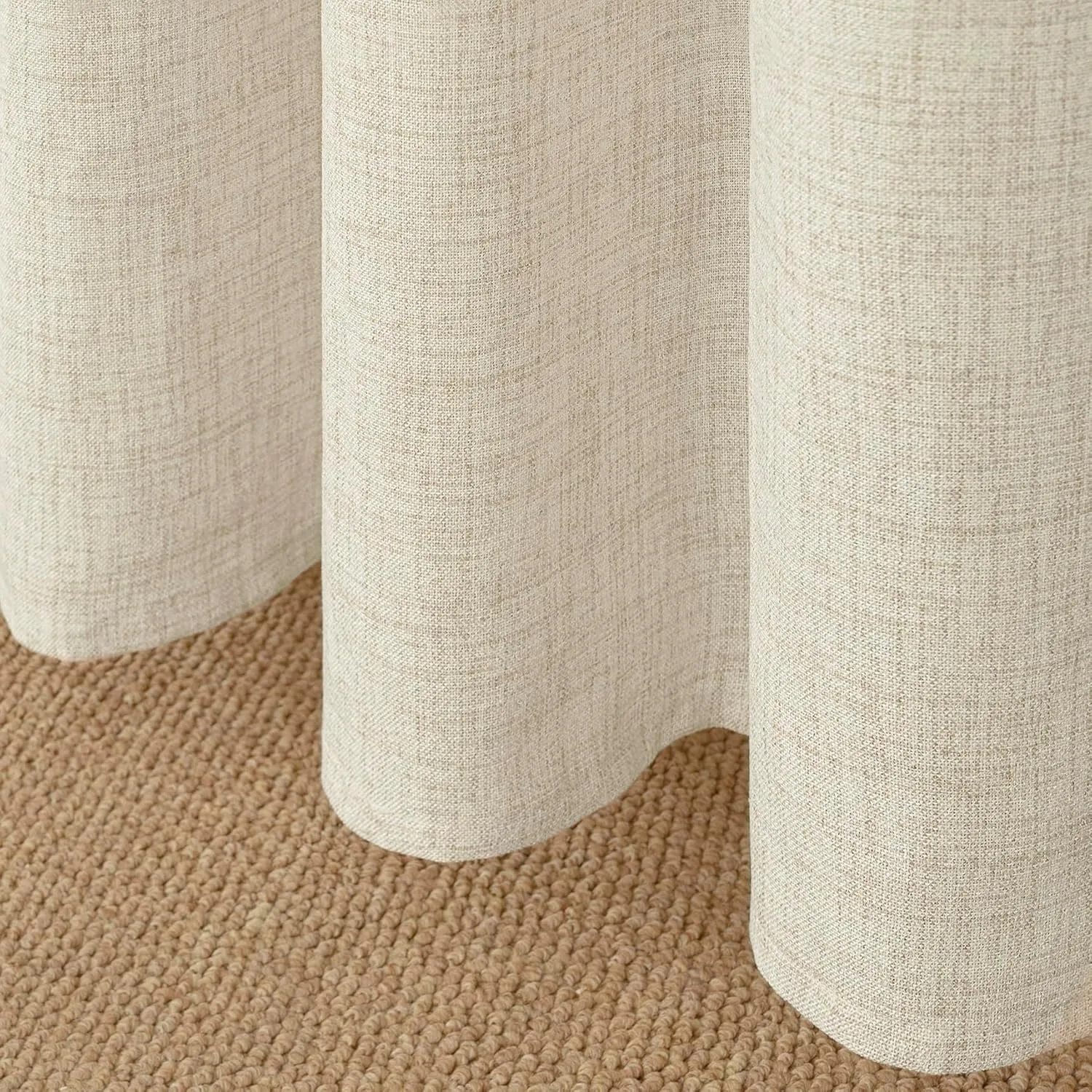YoungsTex Linen Curtains 72 Inch Length for Living Room - Cream Semi Sheer Drapes Light Filtering with Back Tab Rod Pocket Rustic Window Treatments for Bedroom Country, 2 Panels, 52 X 72 Inch