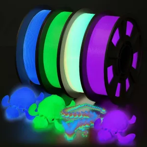 YOUSU 3D Printer Filament Bundle, Glow in The Dark Filament Multicolor, Green, Blue, Purple and Rainbow, PLA Filament 1.75 mm, Dimensional Accuracy  /- 0.03 mm, 250g X 4 Pack