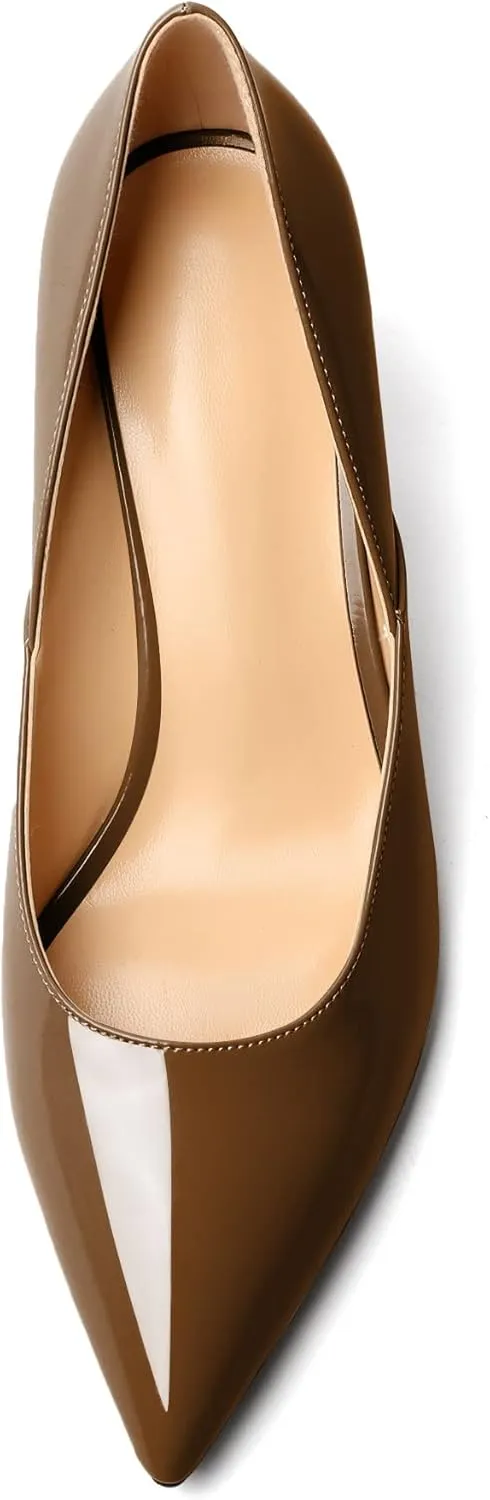 Zamikoo Low Kitten Heel Pumps for Women, Pointed Toe Slip on Heel Pumps, D'Orsay Heels Dress Shoes for Ladies Office Wedding Party 2.5 Inches