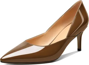 Zamikoo Low Kitten Heel Pumps for Women, Pointed Toe Slip on Heel Pumps, D'Orsay Heels Dress Shoes for Ladies Office Wedding Party 2.5 Inches