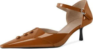 Zamikoo Women Kitten Heel Pointed Toe Ankle Strap Mary Jane Low Heel Pumps Shoes Women