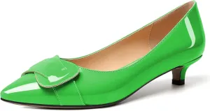Zamikoo Women Pumps Kitten Heel Pointed Toe Slip On Classic Bow Tie Leather Patent Fashion Dress Shoes US Size 5- Size 13