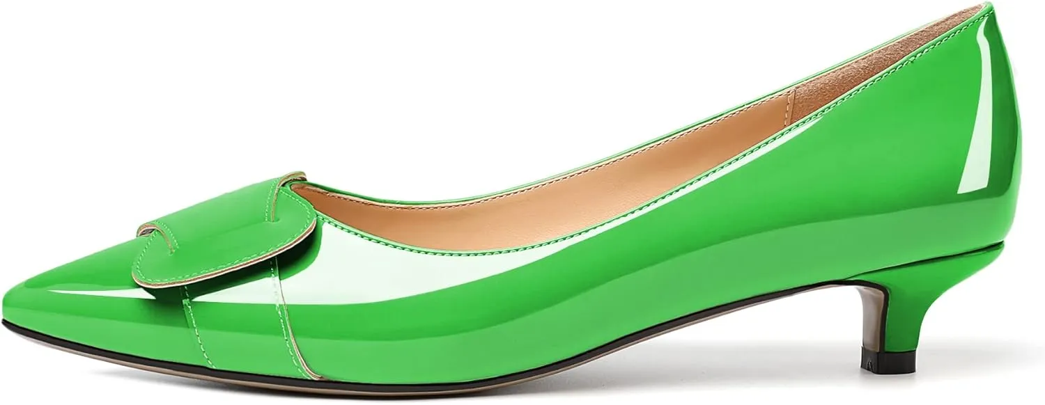 Zamikoo Women Pumps Kitten Heel Pointed Toe Slip On Classic Bow Tie Leather Patent Fashion Dress Shoes US Size 5- Size 13