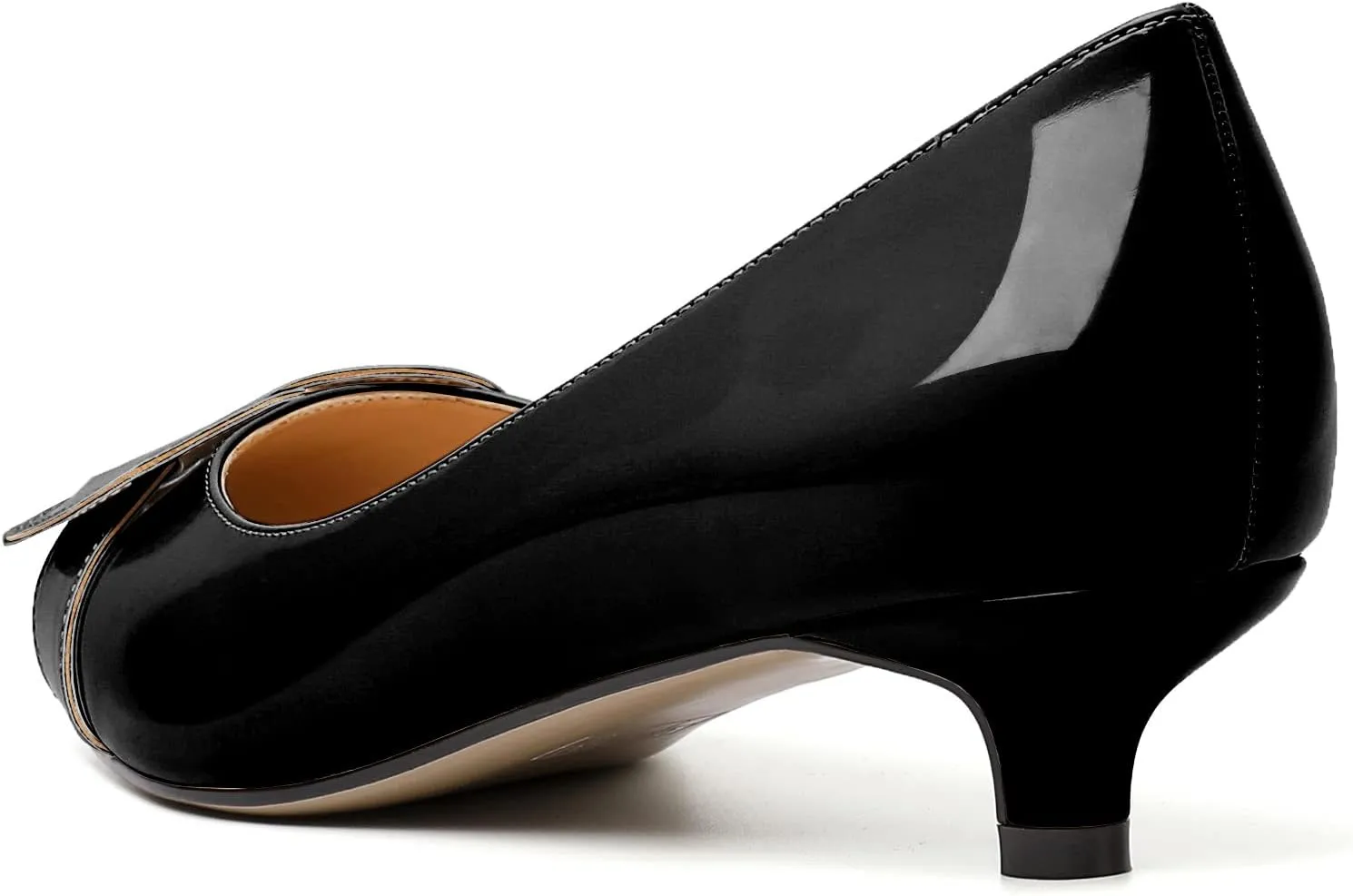 Zamikoo Women Pumps Kitten Heel Pointed Toe Slip On Classic Bow Tie Leather Patent Fashion Dress Shoes US Size 5- Size 13