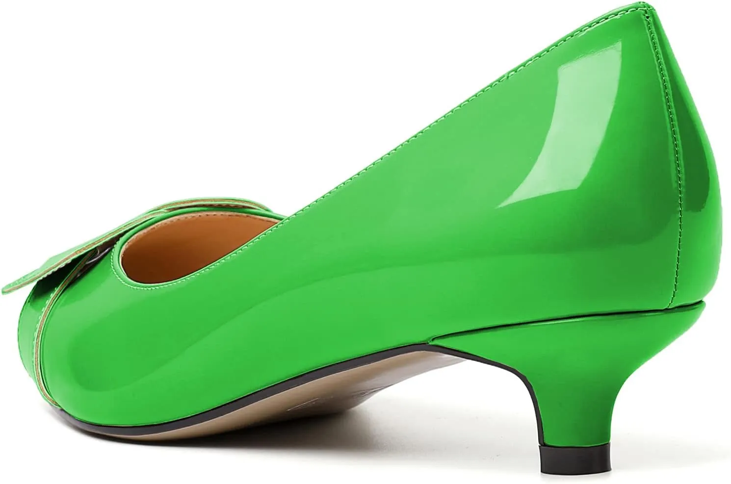 Zamikoo Women Pumps Kitten Heel Pointed Toe Slip On Classic Bow Tie Leather Patent Fashion Dress Shoes US Size 5- Size 13