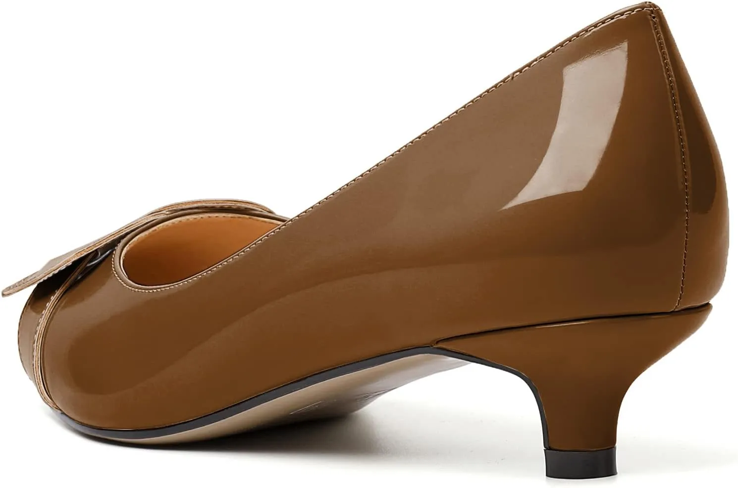 Zamikoo Women Pumps Kitten Heel Pointed Toe Slip On Classic Bow Tie Leather Patent Fashion Dress Shoes US Size 5- Size 13