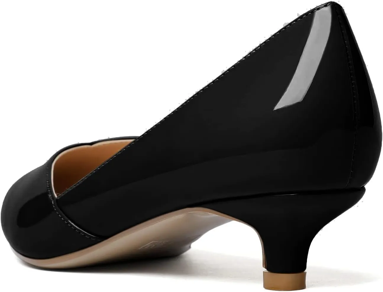 Zamikoo Women's Kitten Heel Pumps Pointed Toe Slip On 1.5 Inches Low Heel Patent Leather Dress Shoes US Size 5 - Size 13