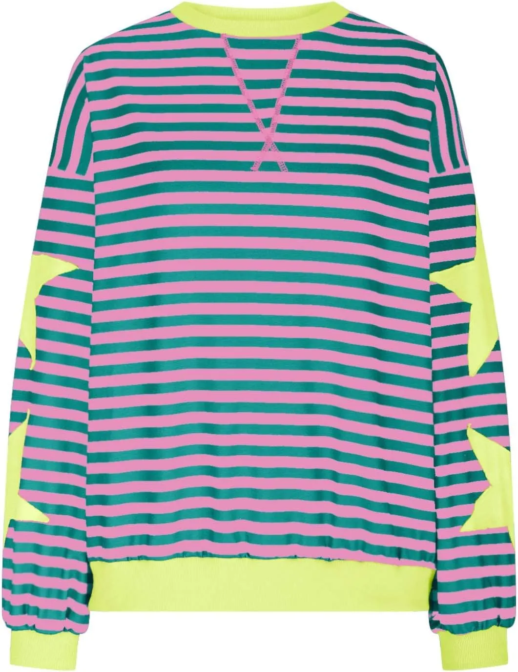 ZDRZK Striped Oversized Sweatshirt Women Long Sleeve Star Graphic Tee Shirts Crewneck 2024 Fall Loose Pullover Clothes