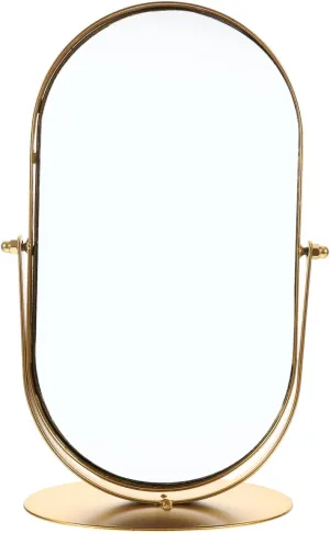 Zerodeko Light Luxury Dressing Table Metal Mirror Vintage Portable Makeup Mirror Small Desk Single Sided Vintage Vanity Mirror Desk one-Way Mirror Cosmetic Tabletop Mirror Metal, Medium, Golden