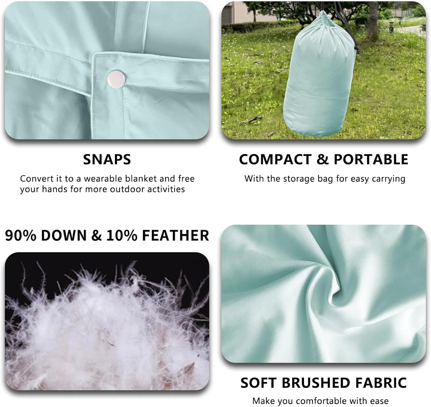 zzlamb Puffy Down Camping Blanket Water-Repellent, Down Throw Travel Blanket Portable for Outdoor, Light Warm Quilt for Couch Plane Car Theater Stadium Picnic RV Backpacking Hammock